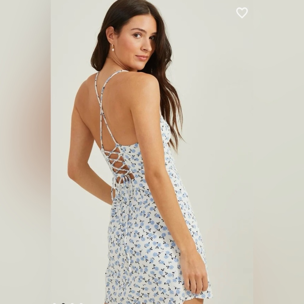 NWT Altar’d State Farney Floral Dress Ivory Blue Medium